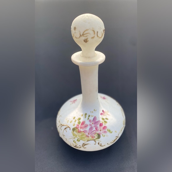 Antique Victorian Glass Decanter Barber Bottle Hand Painted Intact with Stopper - Picture 12 of 12